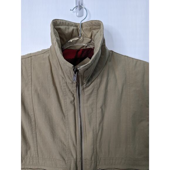 Vintage 80's Men's  St Johns Bay Tan Utility Vest Buffalo Plaid Lining SEE Meas. - Picture 3 of 11